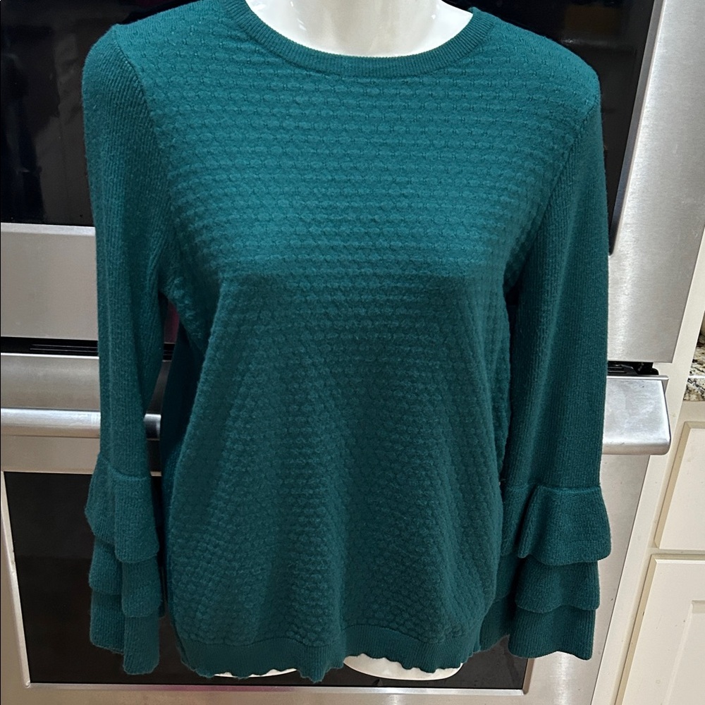 Alice Blue Textured Teal Long Sleeve Top